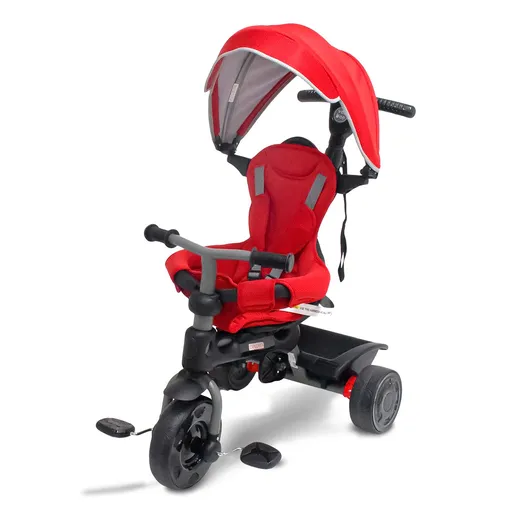 Veebee Explorer 3-Stage Kids Stroller Trike with Sun Canopy & Adjustable Parent Handle - Red