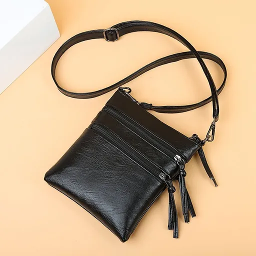 Crossbody Bags Multi Pocket Casual Crossbody Bag Adjustable Strap 20x17cm Black