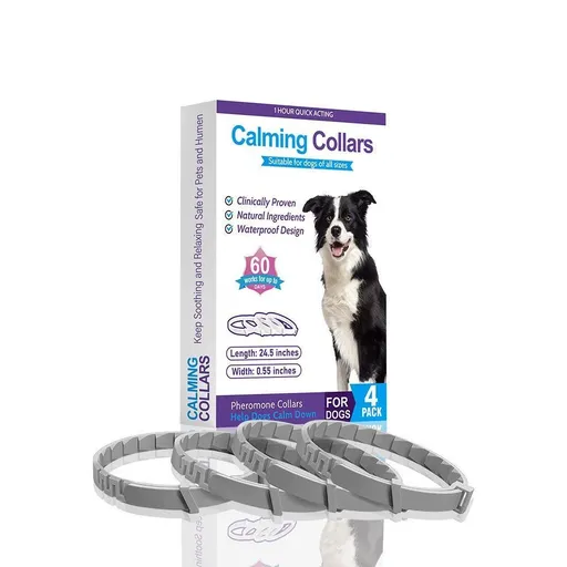 4 Pack Grey Dog Calming Collar 62cm | Christmas Pet Gift | Separation Anxiety Relief Soothing Collar