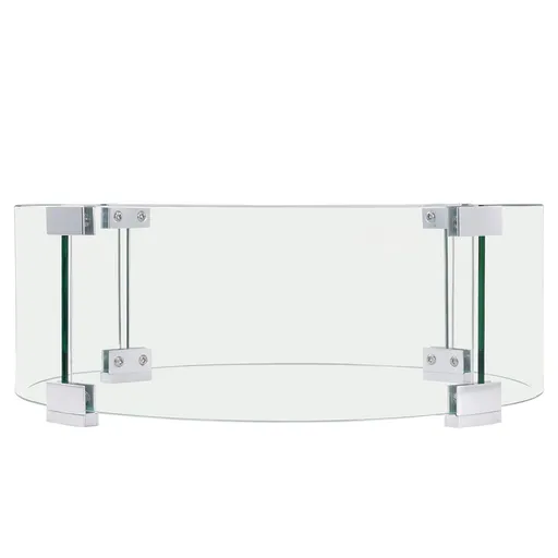 Fire Pit Wind Guard, 26 x 26 x 6 Inch Glass Flame Guard, Round Glass Shield, 1/4-Inch Thick Fire Table, Clear Tempered Glass Flame Guard, Steady Feet Tree Pit Guard for Propane, Gas, Outdoor
