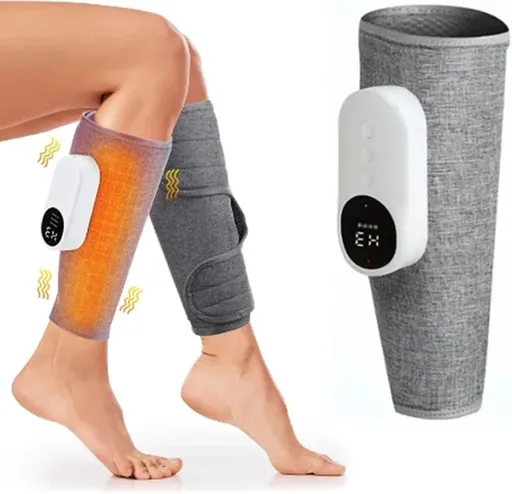 Leg massager - Calf massager - Leg massager for blood circulation - Cordless massage - Air compression - Relieves leg pain - Adjustable intensity (grey)