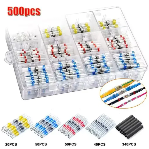 Waterproof Solder Ring Heat Shrink Middle Connector Solder Terminal Electrical - Multi - Size 500Pcs