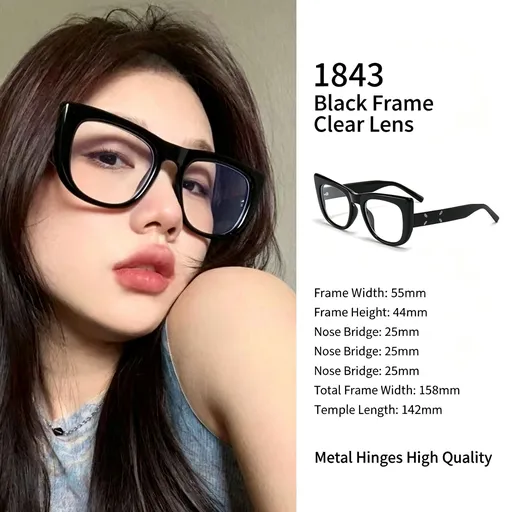 Bold Black Frame White Lens Cat Eye Sunglasses UV400 Blocking, High Contrast Edgy Street Fashion, Suitable for Christmas Gifting