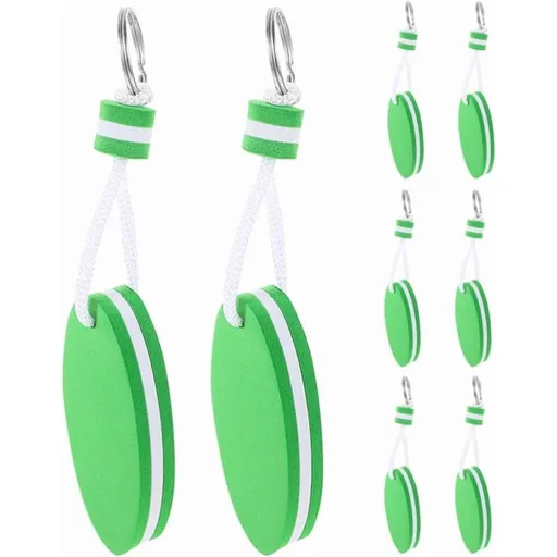 8PCS Oval EVA Foam Floating Keychains for Boating and Fishing, Light Green High-Visibility Key Floats with Secure Clip