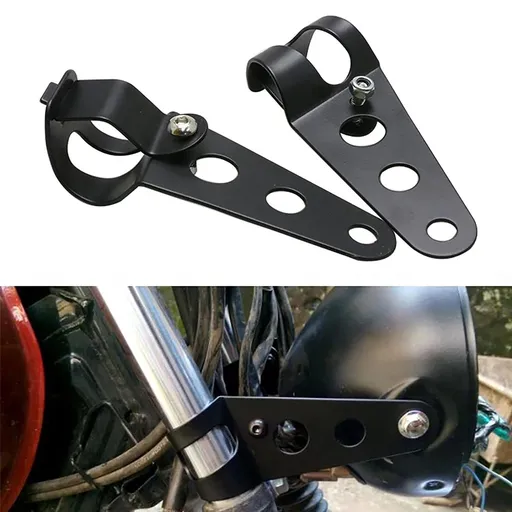 Universal 33mm-43mm Metal Motorcycle Modified Headlight Mount Brackets Clamp Fork Ear for Motorcycle Chopper Cafe Racer (Black)