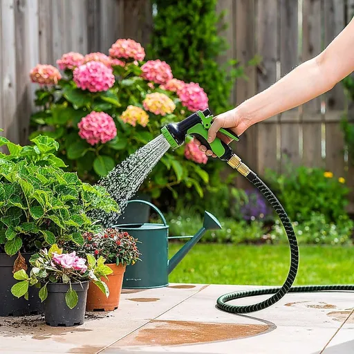30m Heavy Duty Expandable Garden Hose with Spray Nozzle Green and Black
