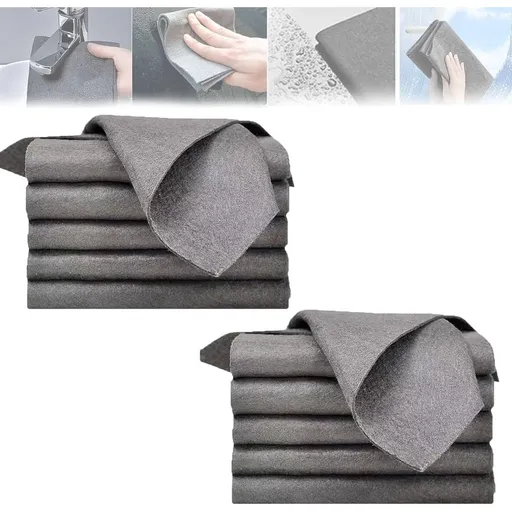 Thickened Magic Cleaning Cloth Streak Free Reusable Microfiber Rag,Streak-Free Microfiber Cloth Ultra-Absorbent for Windows,Mirror,Glass,Car,Gray