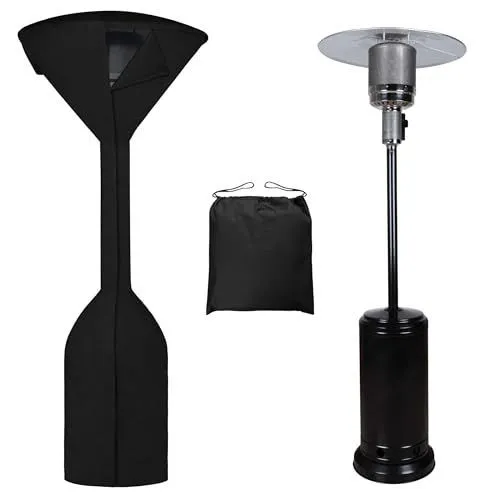 Stand-Up Patio Heater Cover, 95"H x 34"D x 19"B, Black Waterproof Outdoor Heater Cover with Zipper and Storage Bag, Dustproof, UV-Resisant, Wind-Resistant