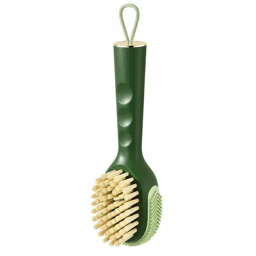 Green Liquid Dispenser Shoe Cleaning Brush - 22 cm PP Soft Bristle Scrub Brush with Refillable Reservoir, Hanging Loop for Shoes, Clothes and Household Cleaning
