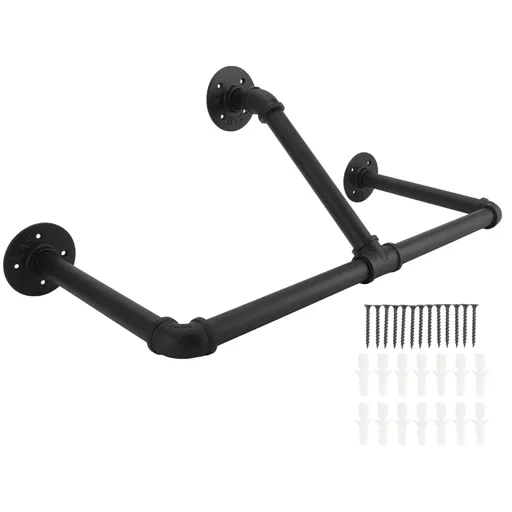 22in Industrial Pipe Clothing Display Rack Wall Mounted Clothes Rack Hanger Iron Clothes Hanging Rod Bar for Home Hotel