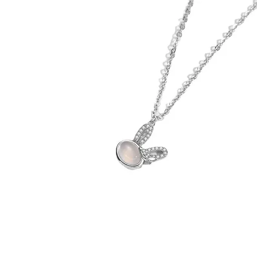 Rabbit Year Necklace Zircon Hotan Jade Inlaid Grade Pendant Collar Chain Jewelry Charm Necklace Decor Simple Necklace Year