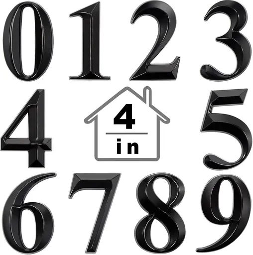 10 Pcs House Numbers 3D Door Mailbox Numbers 0-9 Sel Adhesive House Door Street Address Stickers or, Apartment, Oice, Hotel Room, Mailbox Signs(4 x 2.5 Inches,Black)