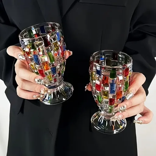 hand-painted glasses, highball glasses, lead-free crystal, colorful drinkware, festive glasses, handcrafted crystal glasses, juice glasses, whiskey glasses, cocktail glasses, iced tea glasses, Christmas glasses, Australian home bar, unique glassware,