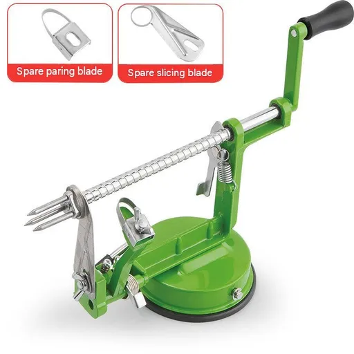Green 3-in-1 Apple Peeler Slicer and Corer - Manual Hand Crank Fruit Peeling Machine with Strong Suction Base and Stainless Steel Blades, Kitchen Gadget for Efficient Meal Prep