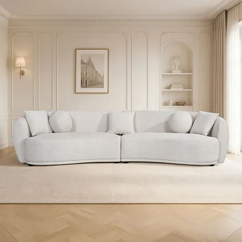 4 Seater Curved Fabric Sofa