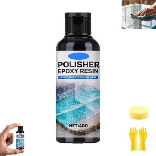 Polisher Epoxy Resin, Epoxy Resin Polishing Wax, Premium EpoxyResin Polish - High Gloss Finish & Scratch Remover, 40gResin Polishing Agent with Sponge for Metal Stone Table