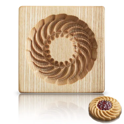 Wooden Cookie Mold and Biscuit Stamp, 3D Embossing Tool for Baking Cookies,Wooden Mold Thanksgiving Baking (Round)