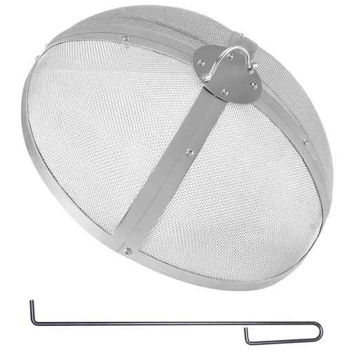 Fire Pit Spark Screen Round 20", Reinforced Heavy Duty Steel Metal Cover, Outdoor Firepit Lid, Easy-Opening Top Screen Covers Round with Ring Handle for Outdoor Patio Fire Pits Backyard