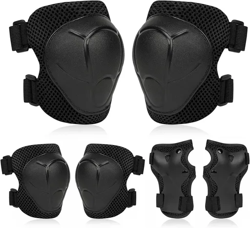 Kids Skate Protection Set - Protective covers for children's roller skates - Skate protection - Protection set for roller skates - Knee pads for children - Includes knee pads, elbow pads and wrist pads - knee pad set - Black