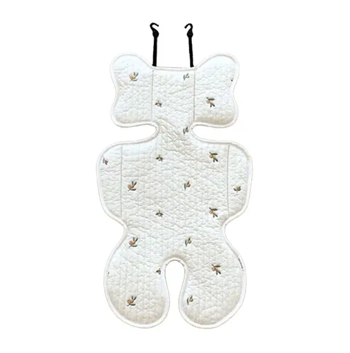 Soft Baby Stroller Seat Cushion Breathable Pure Cotton Infant Car Seat Head Neck Body Support Thin Style Olive