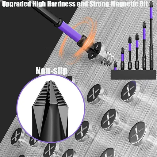 Upgraded High Hardness and Strong Magnetic Bit, Upgraded High Hardness and Strong Magnetic Bitboot, Non-slip Toothed Bits (1Set)