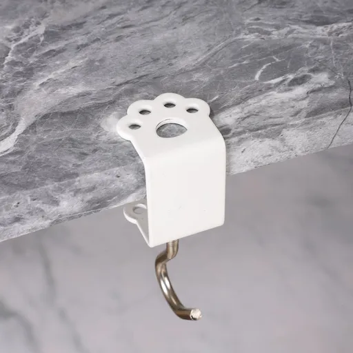 Macaron Paw Table Side Hook 2-Piece Set Adjustable Desk Hanging Clamp No-Drill Portable Bag Hook White