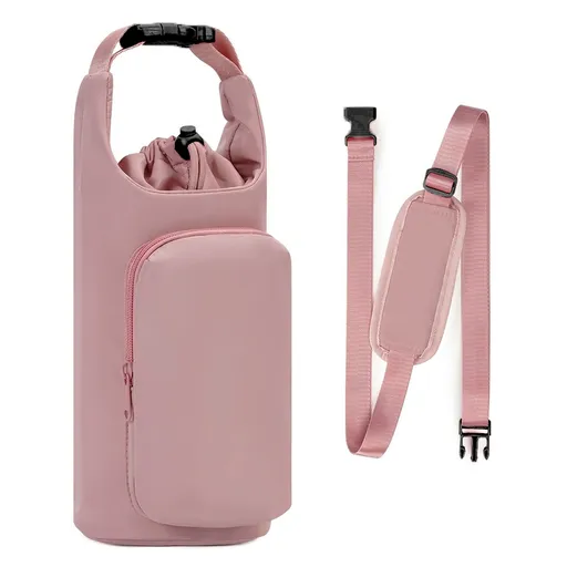 New Insulated Water Bottle Bag with Ice Cup Set, Diagonal Lift Design for Outdoor Travel and Picnics