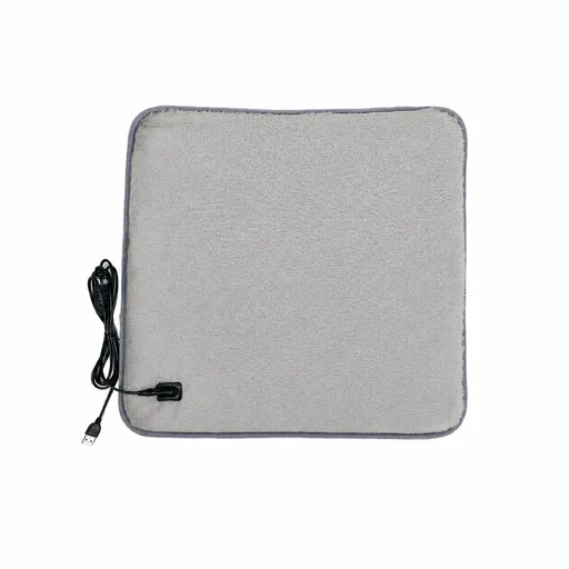 USB-Powered Faux Rabbit Fur Heating Pad for Office, Car, and Outdoor Use – Soft, Portable, and Adjustable Temperature with Timer (Grey)