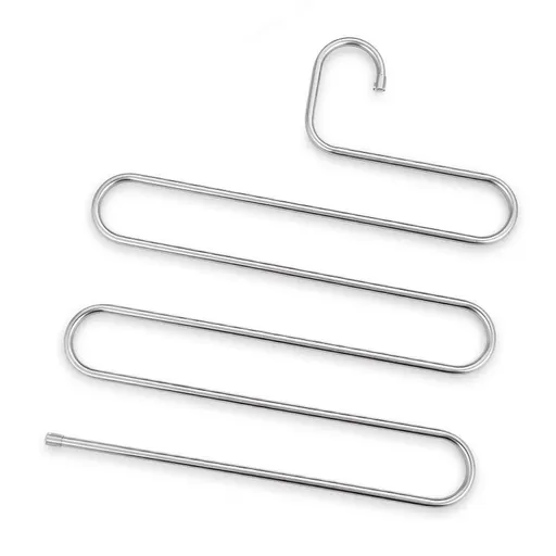 Pants Hangers Non-Slip S-Shape 4 Pack Trousers Hangers Stainless Steel Clothes Hangers Closet Storage Organizer for Pants Jeans