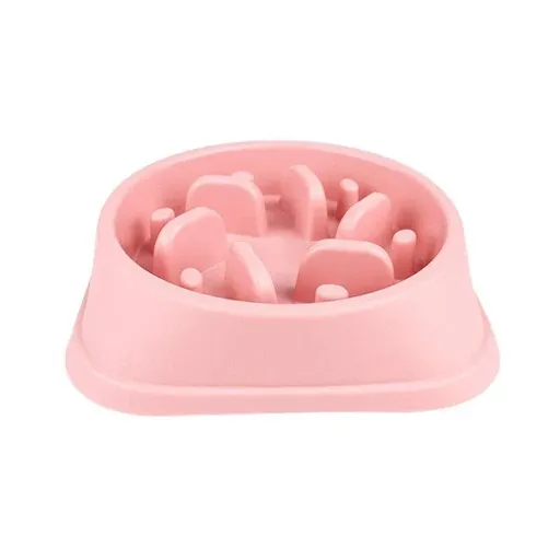 Dog-Bowl Dishes Slow-Feeder Large Pet-Eat Dogs Food-Nonslip Interactive Large - 2PCs Pink