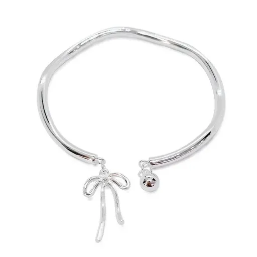 Bangle Bowknot Bells Bracelet Korean Opening Wrist Chain Women Silver Bracelet - Bow tie