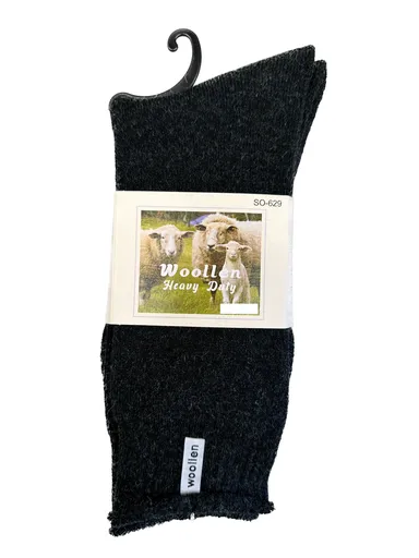 1 Pair Premium Mens Wool Heavy Duty Thick Work Socks Cushion Woolen - Black - 7-11