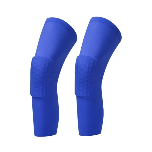 Hexagonal Honeycomb Protective Breathable Knee Pads Compression Knee Pad Protective Knee Pad Sports Knee Pad Long Knee Pad - Blue XS