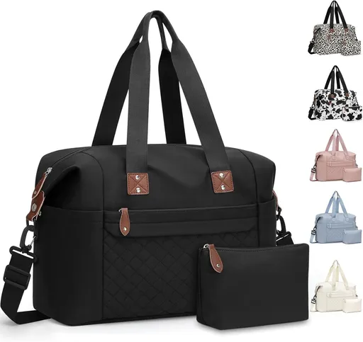 Travel Duffle Bag, Waterproof Weekender Overnight Hospital Bags for Women Men with Toiletry Bag Lightweight Carry on Personal Item Duffle Gym Bag for Travel, Airplanes, Sports