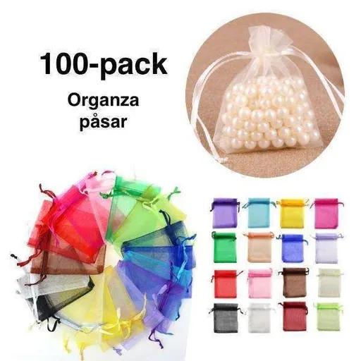 100pcs Pink Organza Bags, 9 x 7cm Hand-sewn