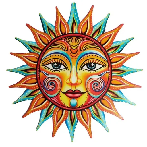 Metal Sun Wall Decor – Outdoor Iron Sun Face Sculpture for Garden, Fence, Porch, or Patio Weather-Resistant Wall Art for Home, Yard, or Living Room – Orange