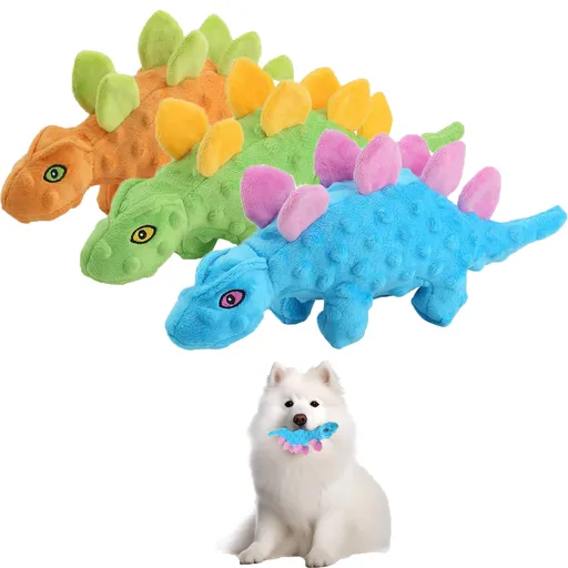 Squeaky Dog Toys for Puppy -No Stuffing Durable Plush Dog Toy with Crinkle Paper,Interactive Dog Toys with Elastic Ball ,3 Pcs