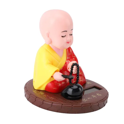 Little Monk Figurine Solar Powered Bright Color Exquisite Car Dashboard Ornament Home Decor