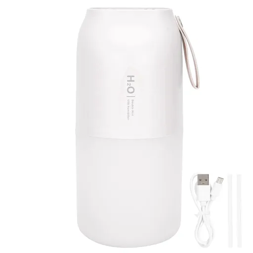 300ml Double Spray Humidifier Diffuser USB Charging Nanometer Atomization 2 Gears Night LightWhite