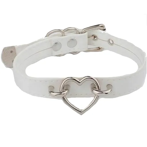 House Of Dasein Bdsm Heart Choker Collar Submissive Symbolic Jewelry Kink Fetish - Whitesilver