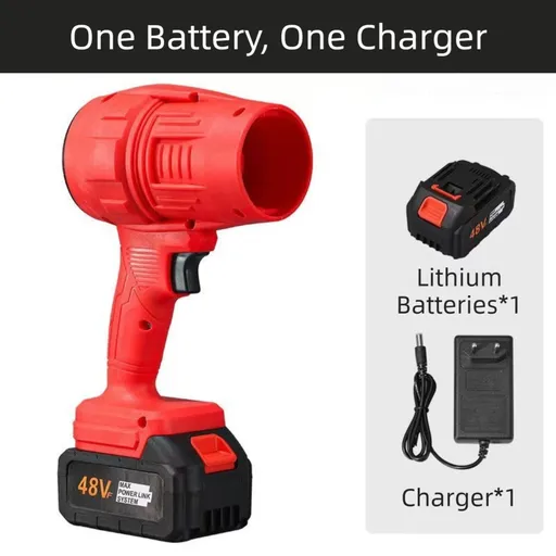 Red Ultra-High Power Cordless Turbine Air Blower With Lithium Battery & Australian Plug Kit - 30,000 RPM High Velocity and Lightweight Operation for Leaf Blowing, Snow Removal & Multi-Use