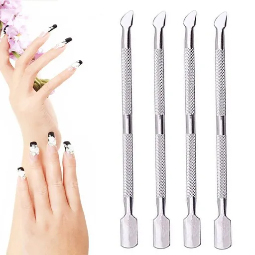 4 Pieces Nail Cuticle Pusher Stainless Steel Nail Polish Cuticle Remover Double Ended Manicure Nail Pedicure Tool Metal