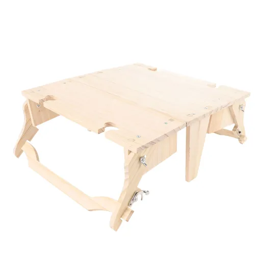Wooden Folding Picnic Basket Table Outdoor Portable 2 in 1 Vintage with Wine Glass Holder Wood Grain Color