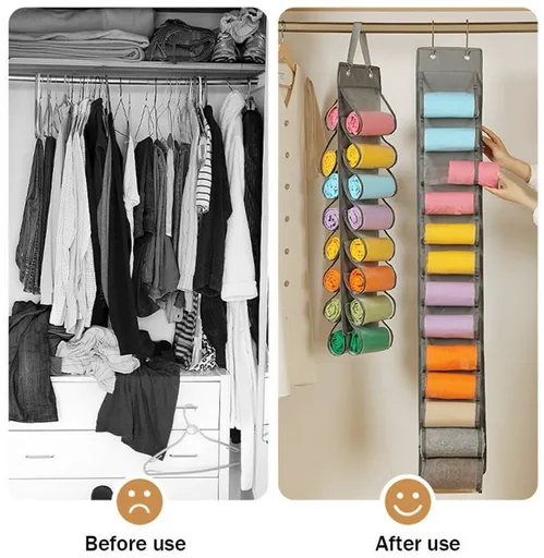 16 Compartments Hanging Storage Bag for Leggings, Double-Sided Closet Organizer for Behind Door