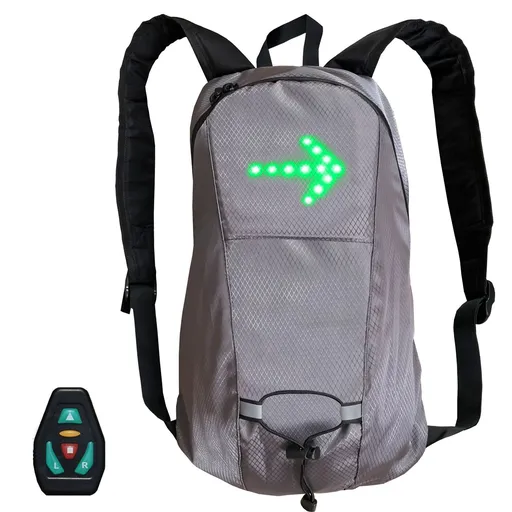 LED Light Backpack with Turn Signal, Warning Lamp, Safety Light for Cycling at Night, USB Rechargeable, Outdoor Sports Bag