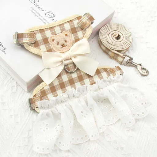 Pet Traction Strap Polyester Cat Dog Apricot large grid M size cotton nylon mesh cloth cat pull chest