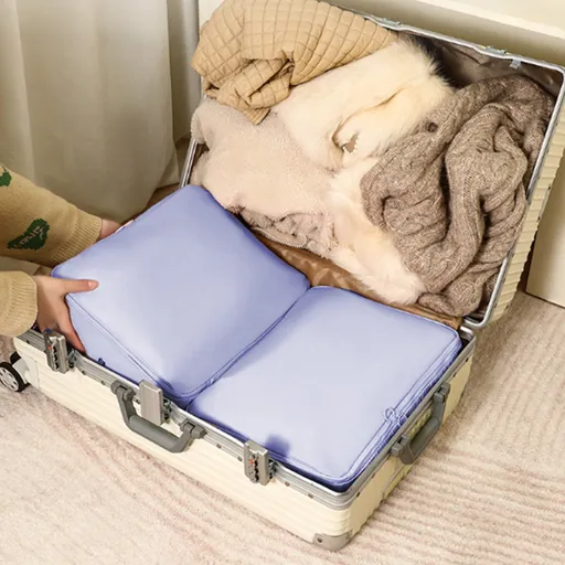 Ultra Space Saving Self Compression Organizer Bags, Comforter Storage Bag, Compression Bags for Storage, Large Moving Bags, Compression Organizer for Blankets,Comforter,Down Jacket 16×7×12 in Pink