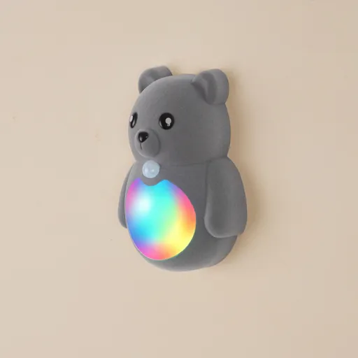 Cartoon Bear Motion Sensor Night Light, Rechargeable Magnetic Wall Lamp with Soft Plush Surface, Warm White and Rainbow Gradient Glow, Adorable Bear Shape for Nursery, Hallway, Stairs, Bedroom and Kitchen (1PCS, Grey)