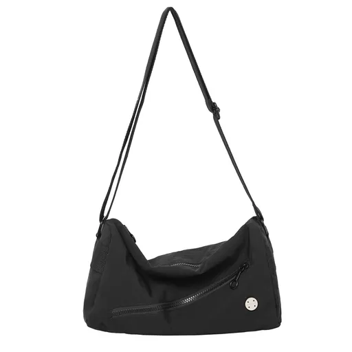 Stylish Crossbody Bag Lightweight Nylon Adjustable Strap Secure Zipper Closure Black