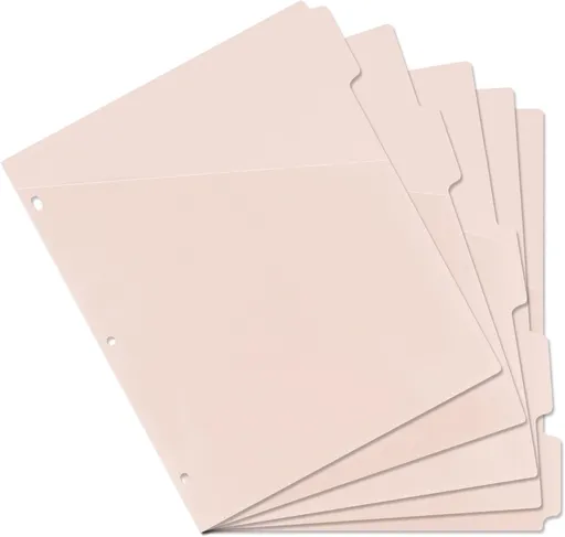 A4 Binder Pockets Dividers with Pockets Plastic 6-Ring Binder Divider Bags, Sturdy 3 Holes 5-Tab Dividers Inserts for Journal, Loose Leaf Planner Office, School and Home Supplies (A4-Pink)